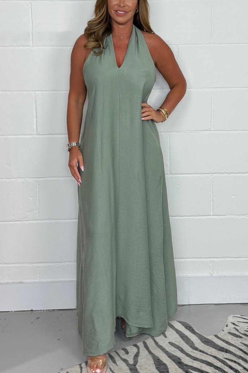 Women's Flowy T-Back Maxi Dress by Cefactum.com