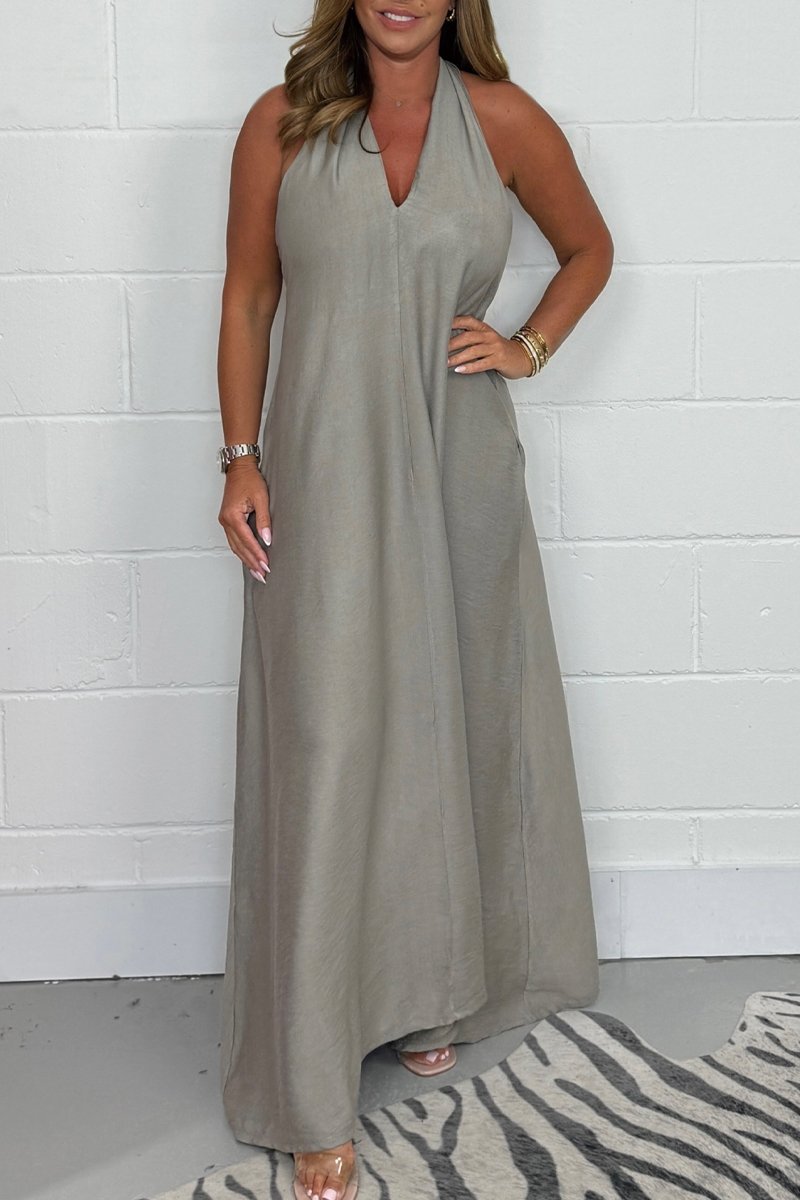 Women's Flowy T-Back Maxi Dress by Cefactum.com