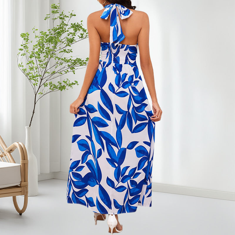 Women's Boho Floral Strap V Neck Halter Dress | cefactum.com