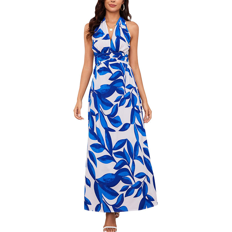 Women's Boho Floral Strap V Neck Halter Dress | cefactum.com