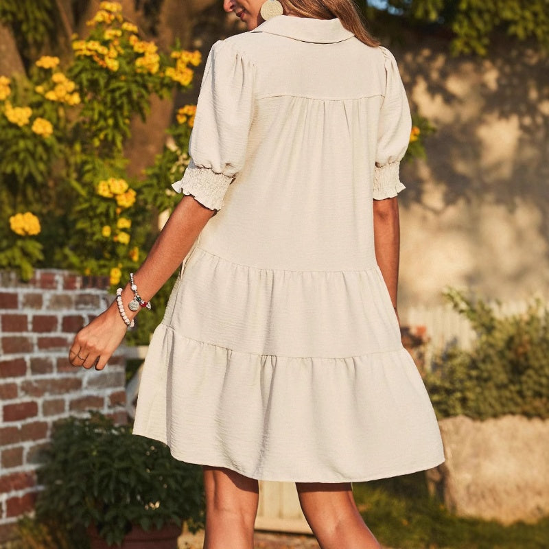 Women's V-Neck Ruffle Mini Dress by Cefactum.com