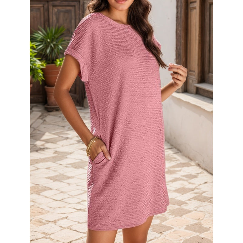 Women's Relaxed Roll Sleeve Pocket Dress | cefactum.com