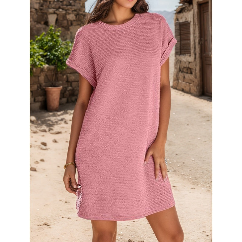 Women's Relaxed Roll Sleeve Pocket Dress | cefactum.com